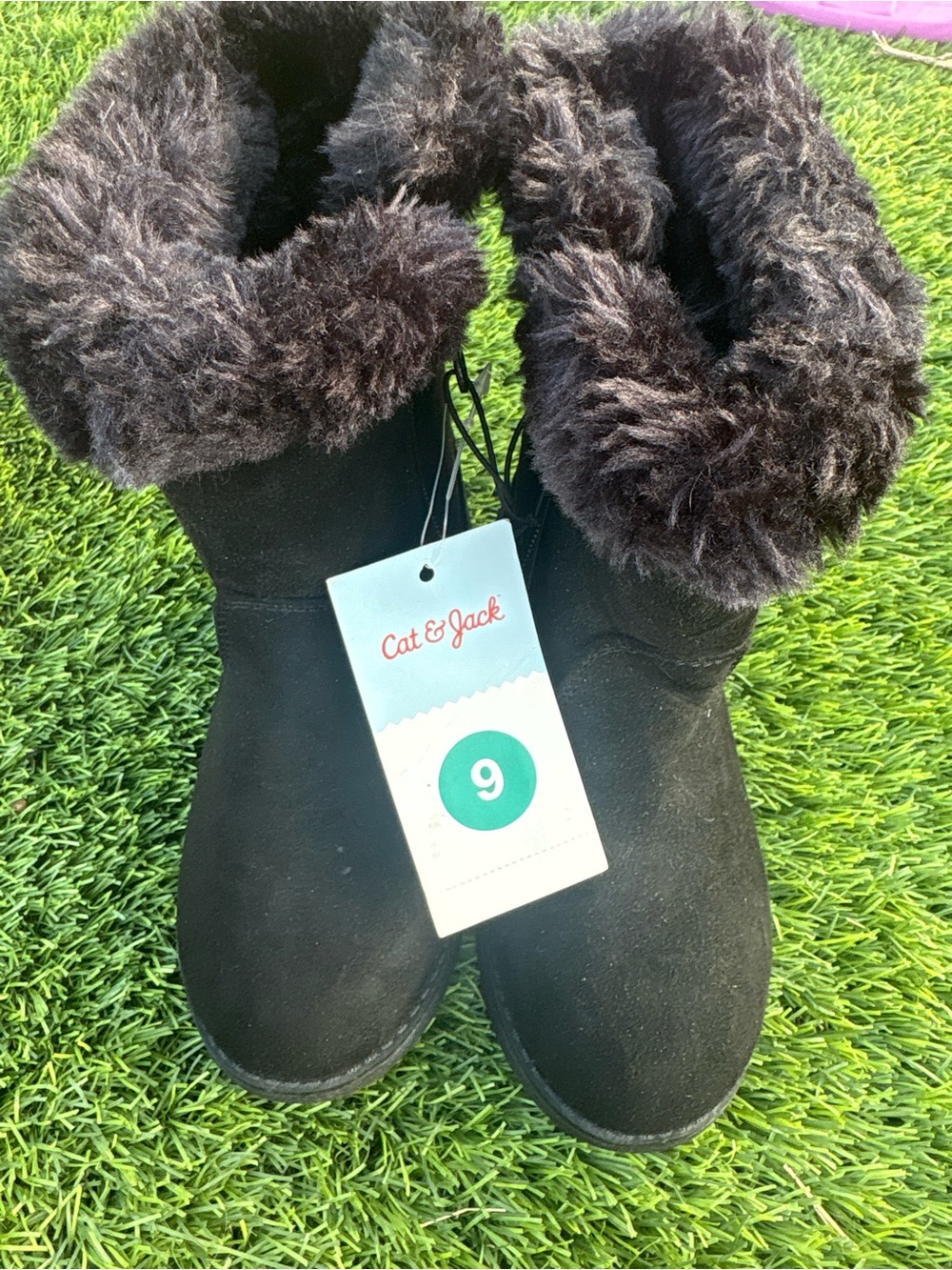 Cat & Jack Black Faux-Fur Kids Boots